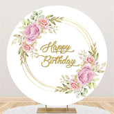 Rosa Blume Gold Glücklich Geburtstag Runden Hintergrund Für Party